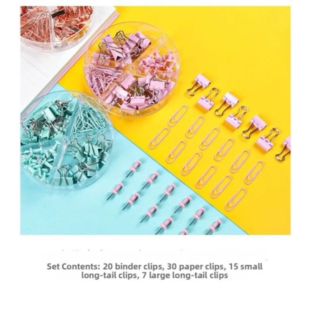 Rose Gold Binder Clips Paper Clips Push Pins Set Home Office School Supplies NEW
